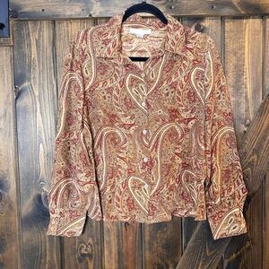 PETITE SOPHISTICATE Paisley Pattern 100% Silk Blouse